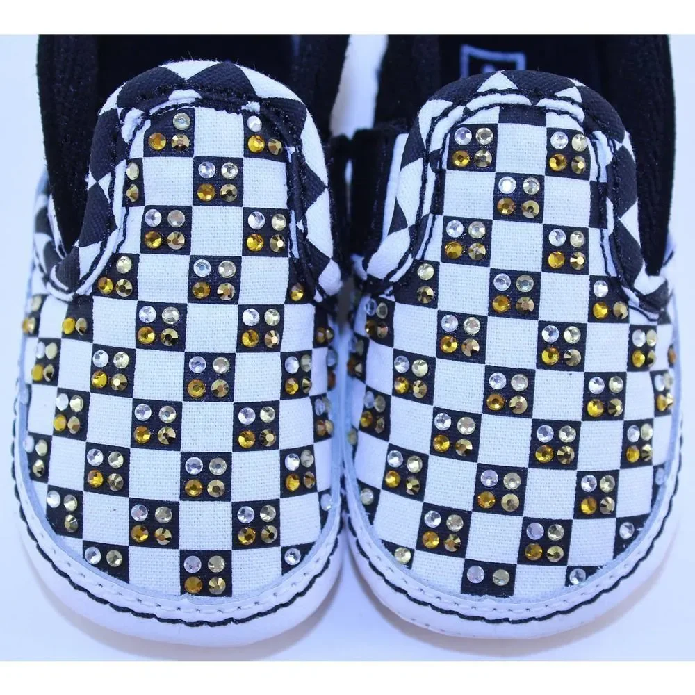 VANS Checkerboard Slip-On Black Rhinestone Sneaker